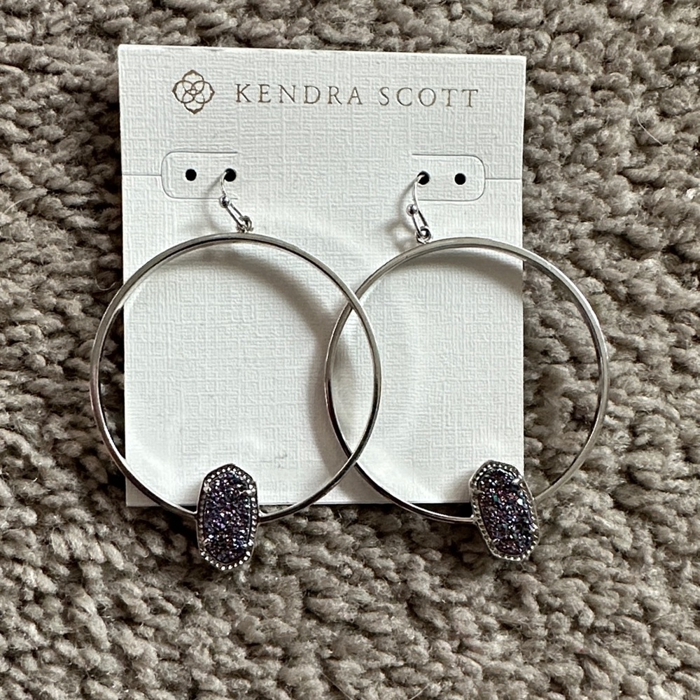 Kendra Scott Silver Hoop Earrings with Black Accents